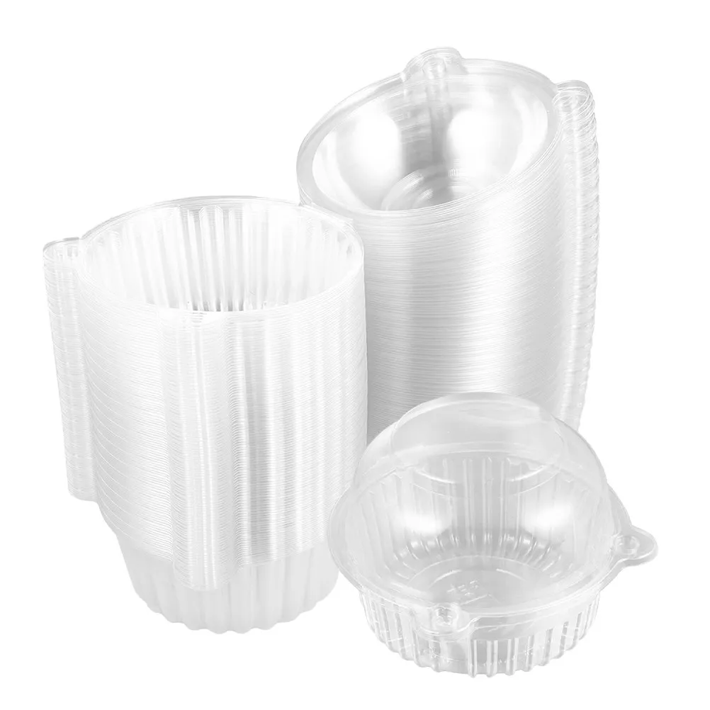 

100pcs Cat Face Design Mousse Boxes Clear Compact Bakery Boxes For Cupcakes Desserts Home Party Use Individual Cake Box