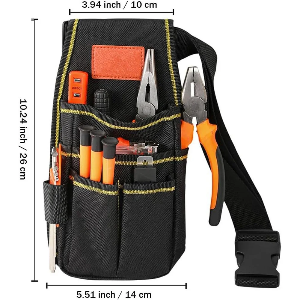 حزام أدوات متعدد الحقيبة قابل للتعديل لنجارين البناء والكهربائيين مع خياطة معززة وقماش أكسفورد