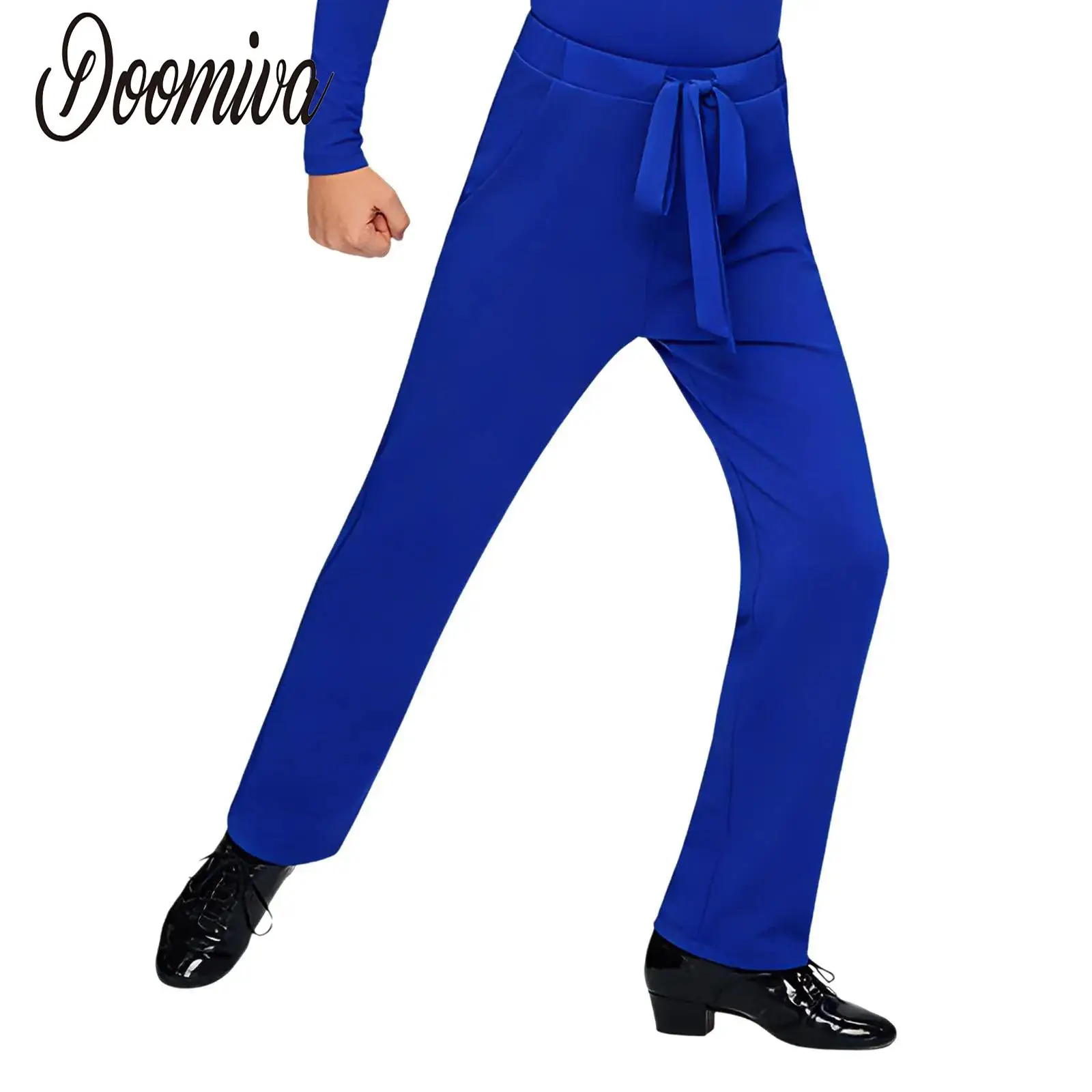 

Kids Boys Latin Tango Cha-cha Jazz Samba Dance Pants Drawstring Elastic Waistband Trousers for Dancing Practice Performance