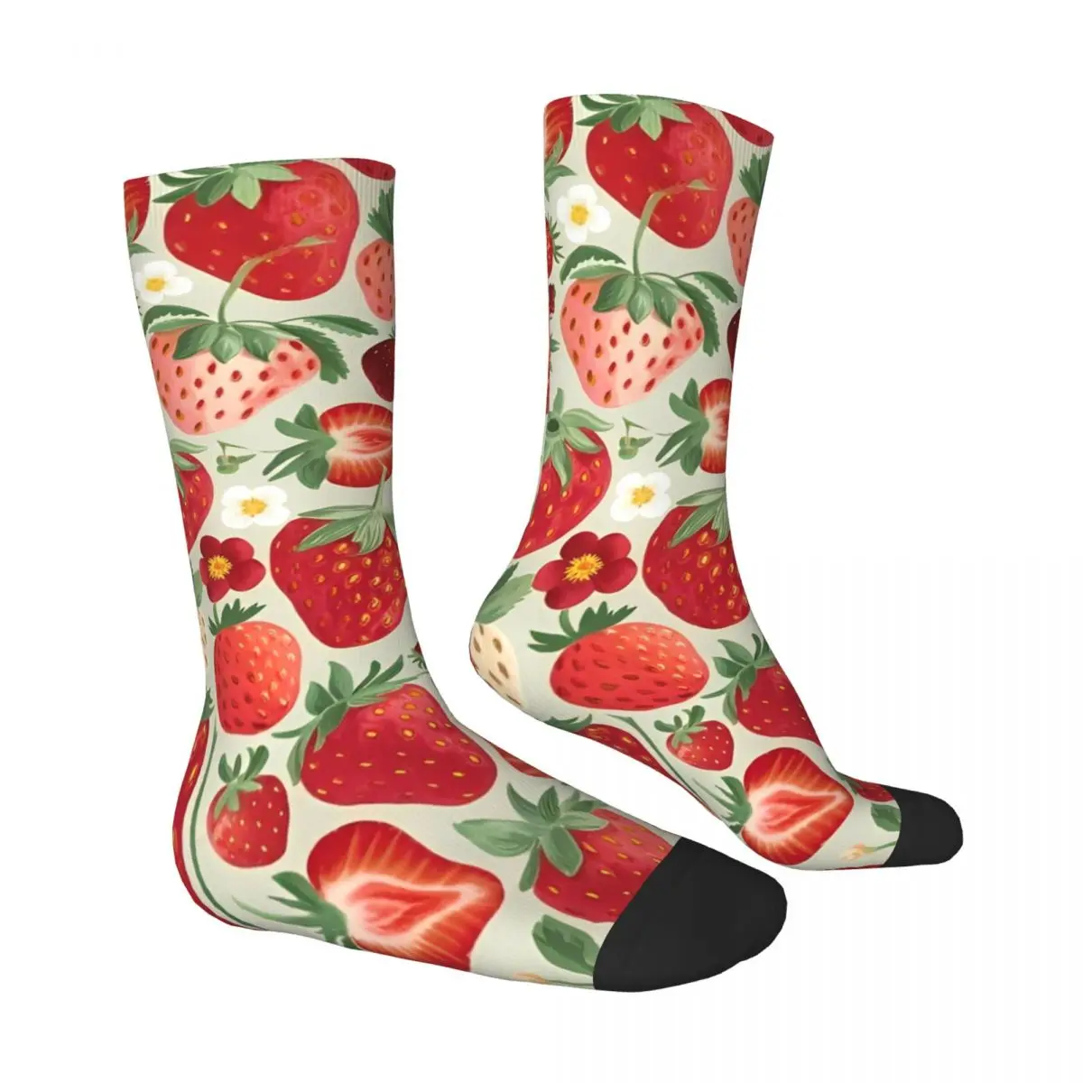 Strawberry And Flower Socks Funny Stockings Men Soft Breathable Outdoor Socks Winter Design Anti Skid Socks