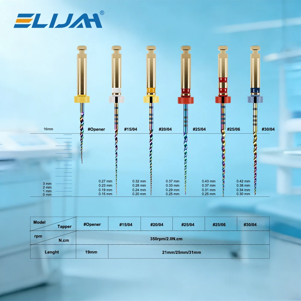 ELIJAH 30Pcs=5Boxes Capsule Form Dental HS-Files (Rainbow) Heat Treated NiTi Root Canal Files Dentistry Endodontic Rotary Files