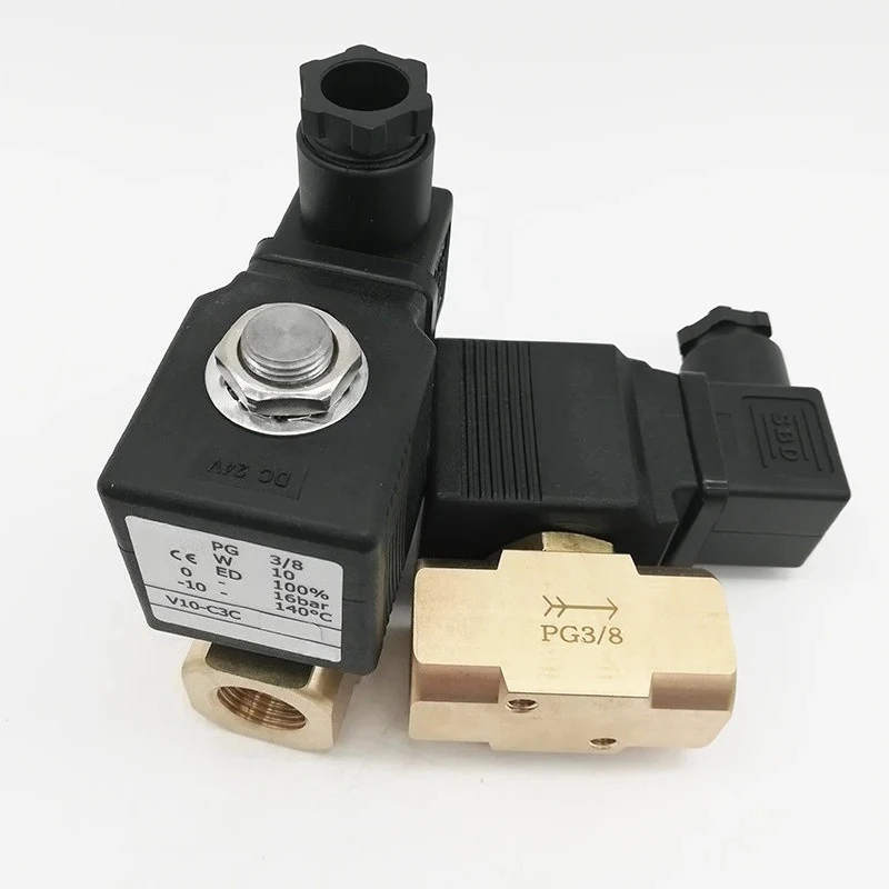 3/8 Inch Two Way Brass Solenoid Valve AC220V V10-C3C Fluid Control Valve for Granulator Industrial Equipment Replacement Part