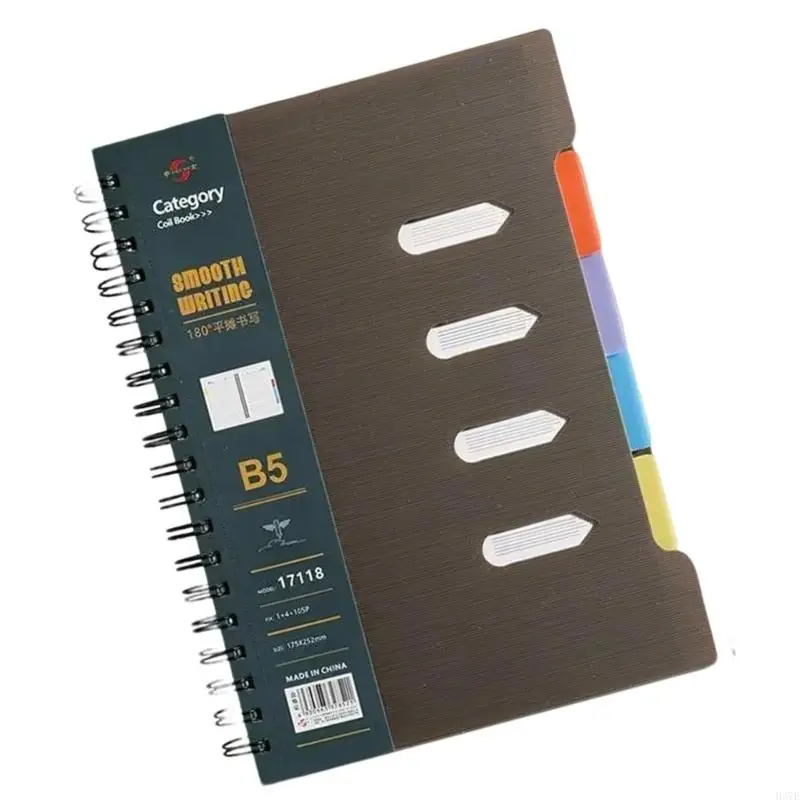 Twin-Wire Binding Notebook Journal 210 Page Wide Ruled with Colored Page Divider