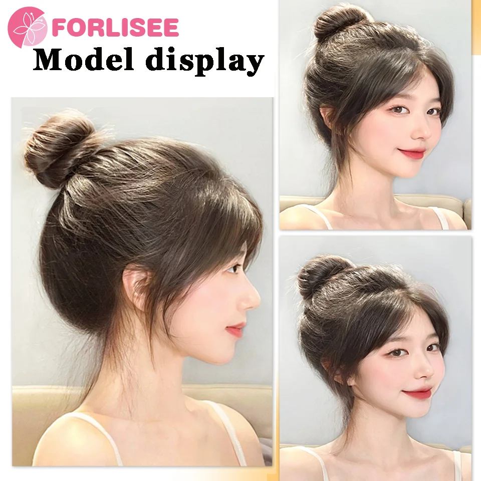 FORLISEE Synthetic Winding Ball Hair Ring Wig Bud Hair Bun Natural Fluffy Hair Volume Low Tie Fluffy Wig Hair Bag