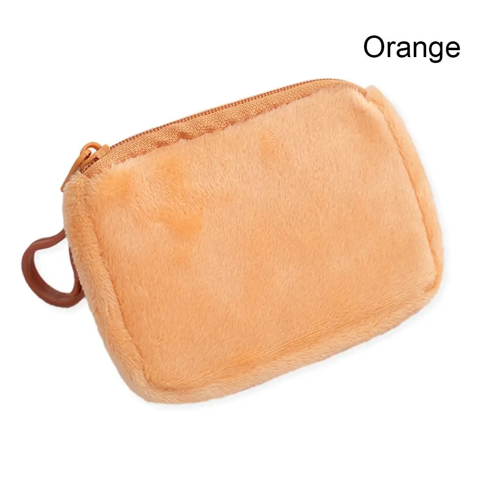 

1Pcs Mini ID Card Bag Square Coin Purse Plush Pure Color Coin Bag Keychain Thin Short Cute Wallet for Women
