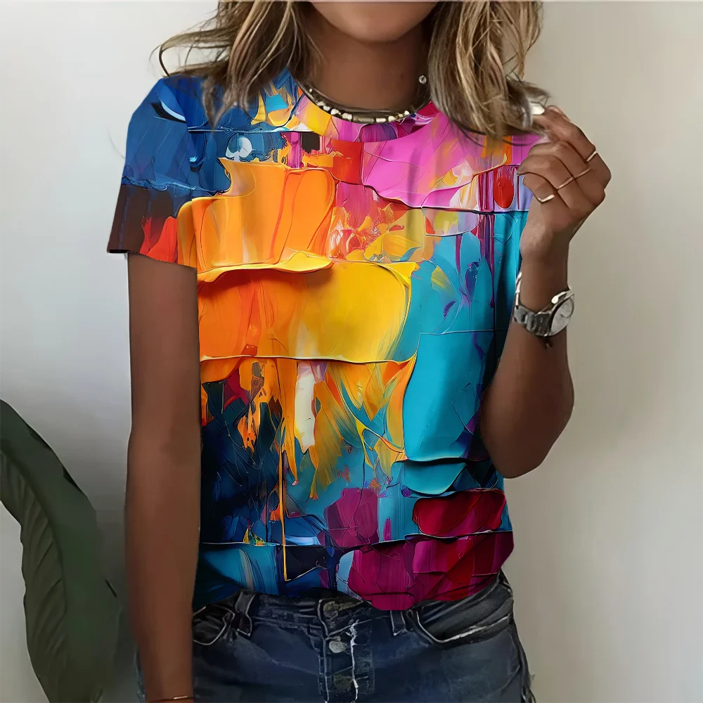 

Bold And Outstanding Appearance Creative Women's T-shirt Casual Fashion Comfortable Pattern Multi-color Short Sleeve