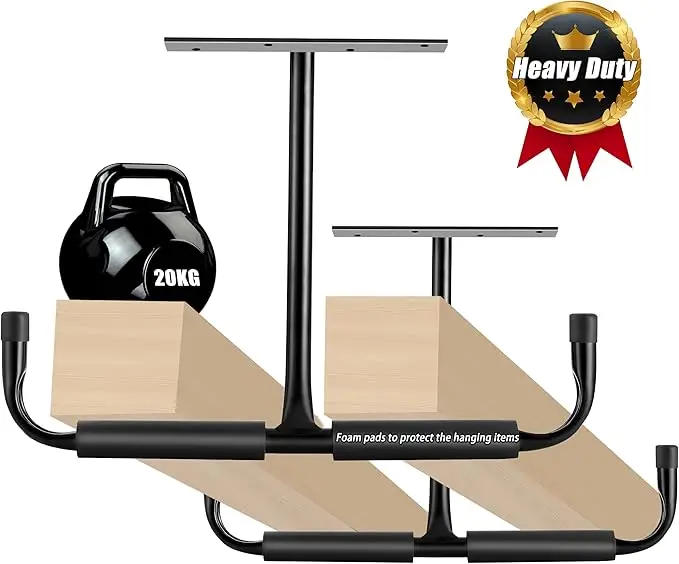 2PCS Heavy Duty T-Type Ceiling Hooks Garage Storage Hanger for Kayak, Ladder, Bike, Lumber
