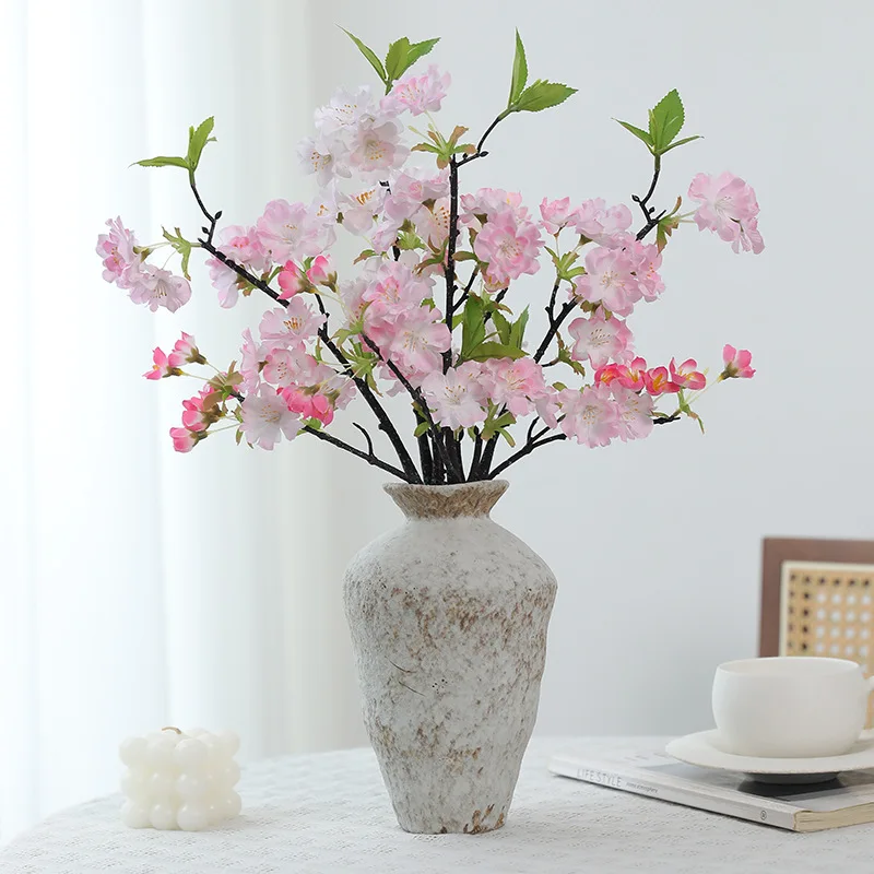 1PC Simulierte Blume Einzelnen Zweig Kirschblüte Ornament Wohnzimmer Seide Blume Innen Design Ornament