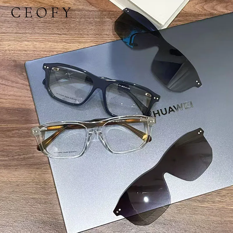 

Ceofy Men Glasses Frame Fashion Optical Sun Clip On Polarized Brand Design Driving Prescription Eyeglasses For Men