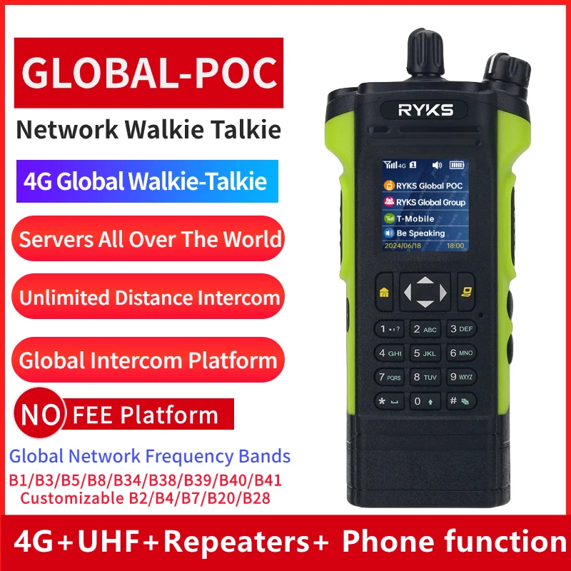 วิทยุสื่อสารแบบสองทาง ระยะไกล 500 กม. รองรับ 4G PoC และอินเทอร์เน็ต UHF พร้อมฟังก์ชันรีพีทเตอร์ ใช้งานได้ทั่วโลก