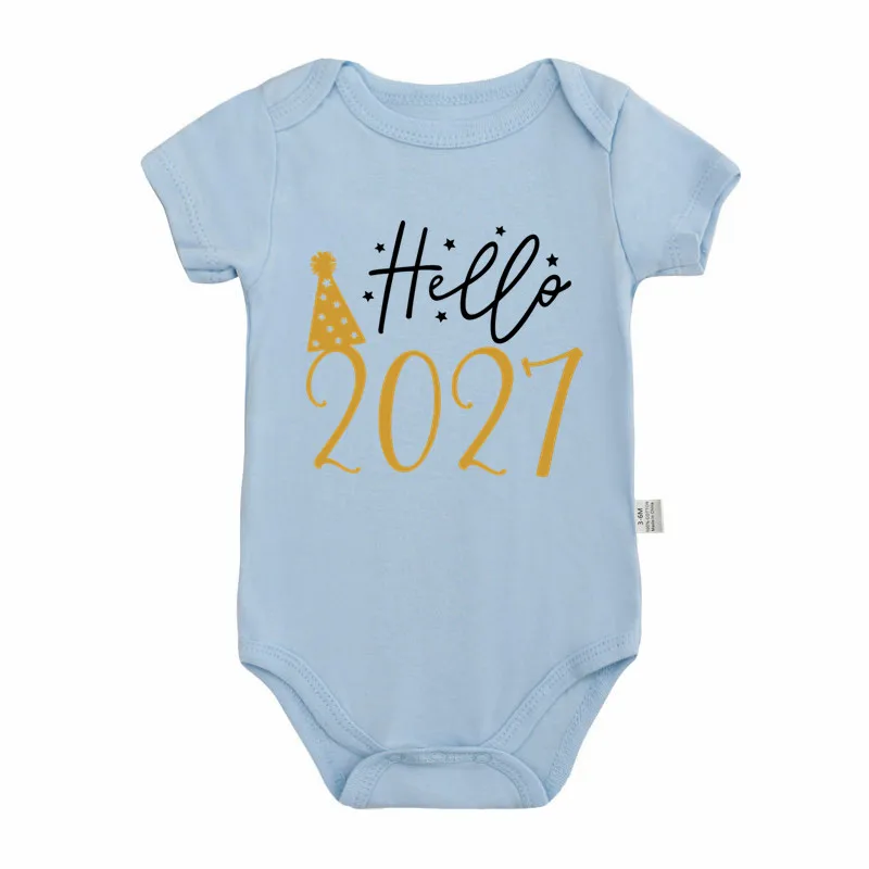 Hallo 2027 Neugeborenen-Baby-Body aus Baumwolle mit kurzen Ärmeln, Baby-Strampler, Body für Jungen und Mädchen, Neujahrs-Kleidung, Weihnachtsgeschenk. – Detail 4