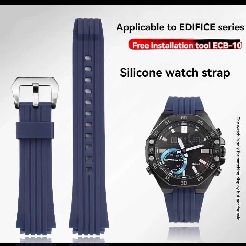 For Casio EDIFICE Series Ocean Heart ECB-10YD ECB-10YPB ECB-950 Sports Silicone Watch Strap Waterproof Black Blue Wristband 20mm