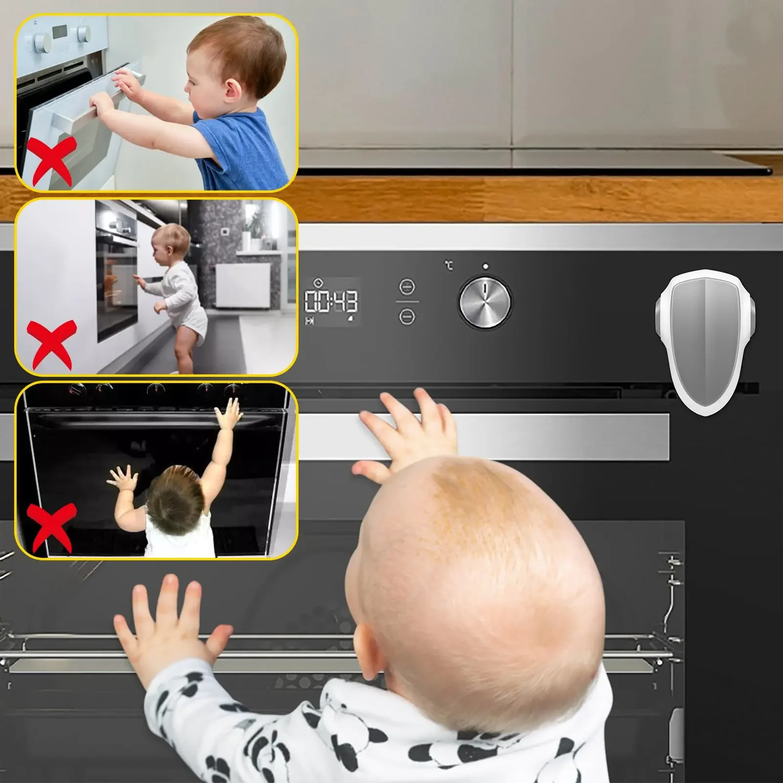 1pcs Resistant Simple Installation No Tools Required Child Safety Oven Lock ABS Material High Temperature