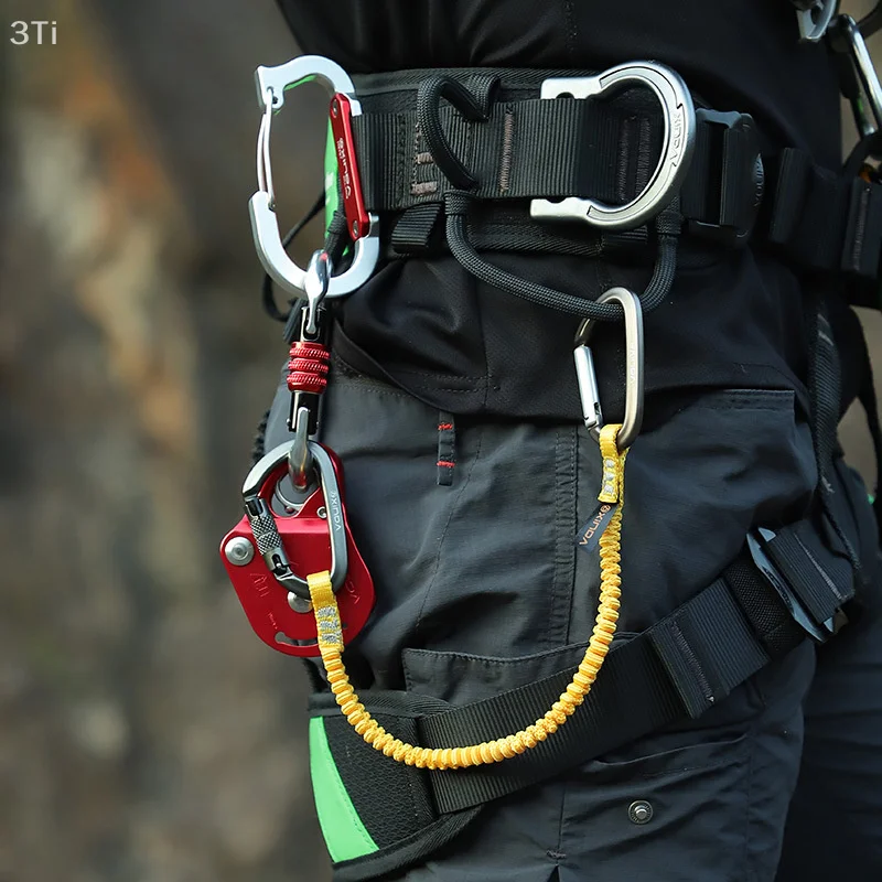 حبل مرن مضاد للخسارة - سلك أمان لأداة الارتفاع العالي مع حلقة تسلق للحماية من السقوط ومنع السقوط