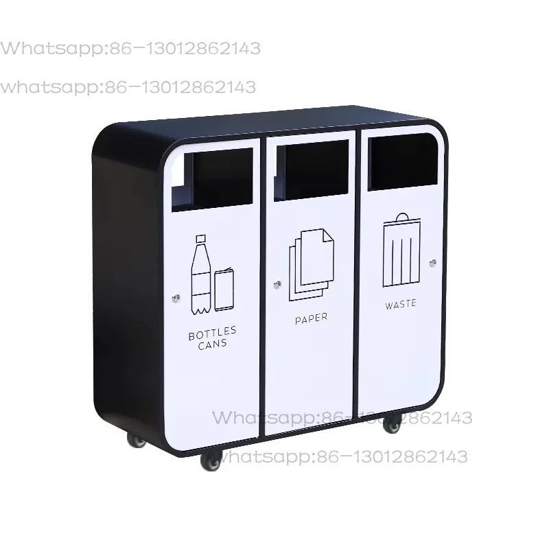 

Индивидуальный металлический мобильный 3-х отделений мусорный бак для мусора и переработанный мусорный бак Коммерческий большой мусорный бак для общественных мест