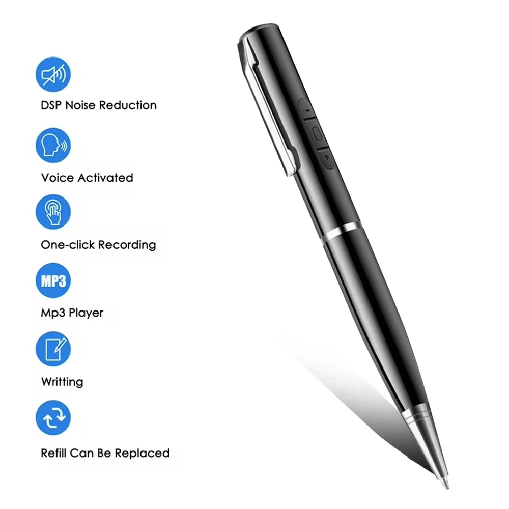 Digital Voice Recorder Pen Professional Audio Sound Recording Voice Activated Long Time Record 64G 128G Dictaphone MP3 Player