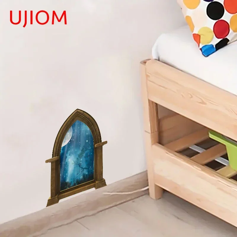 UJIOM 13cm X 9.7cm Anime 3D Door Wall Stickers Personality Graphics Bathroom Vestibule Decals Simple Room Decoration Accessories