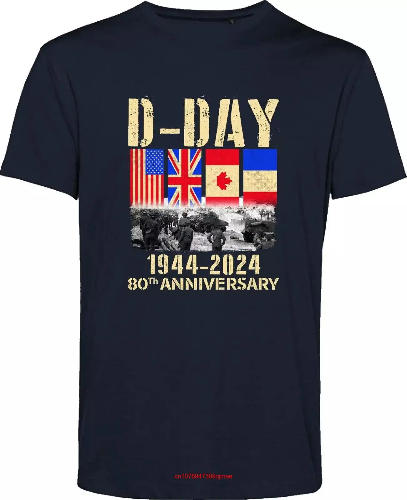 D Day T Shirt Normandy Landings 80th Anniversary 1944 2024 UK Flag Top long or short sleeves