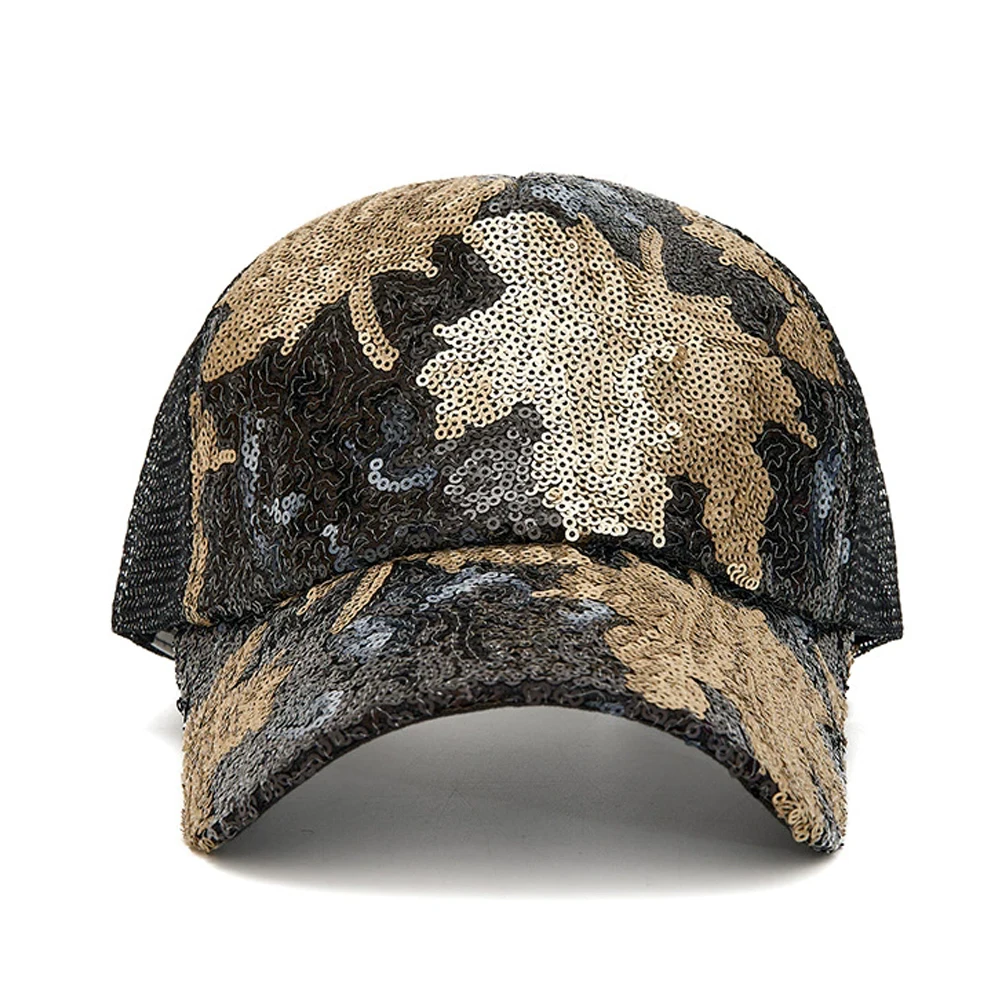 FS Fashion Maple Pattern Mesh Baseball Cap For Men Pink Brown Sequin Women Hat Summer Trucker Hats Brand Hip Hop Caps Gorras