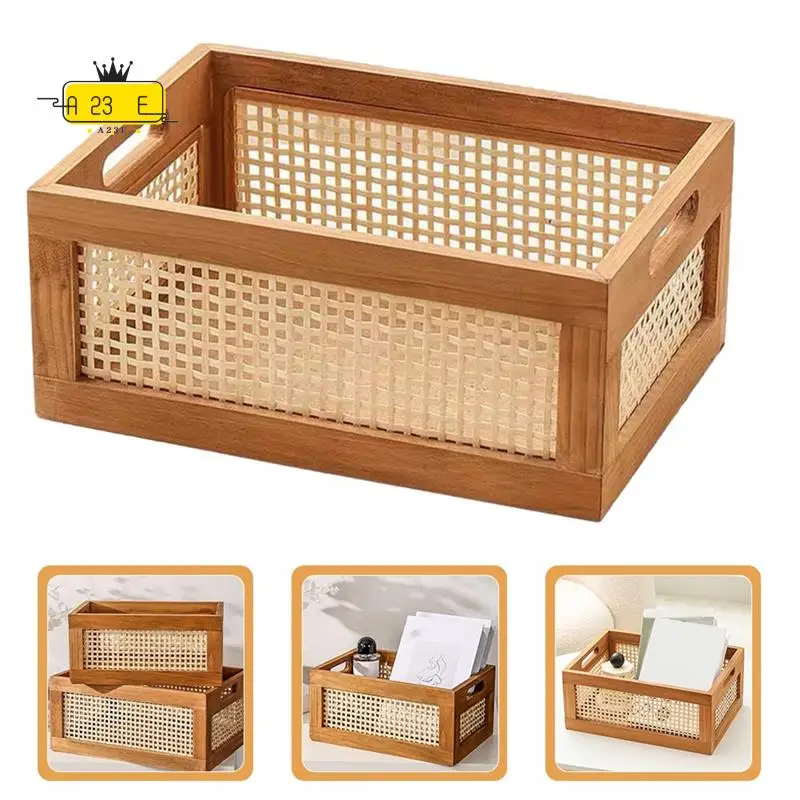 

A23E-Decorative Basket Book Storage Woven Baskets For Storage Basket Organizing Nursery Bedroom Rattan Bathroom