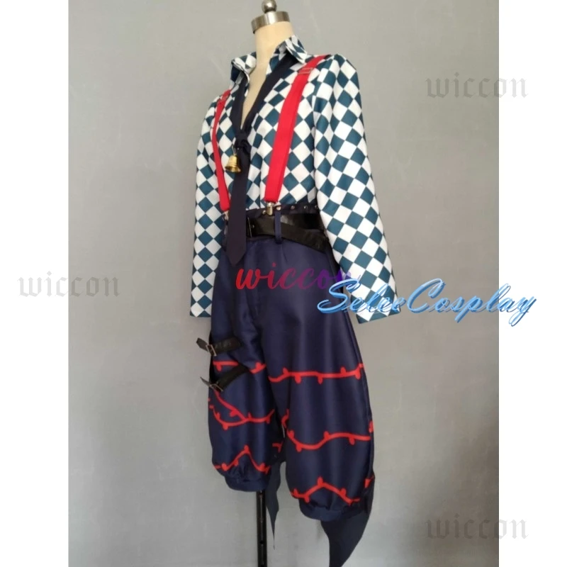 لعبة الشيطان بتلر لاتو باكا أزياء تنكرية لاتو زي مع جرس 1 متر شعر مستعار للهالوين كرنفال لعب الأدوار للرجال والنساء