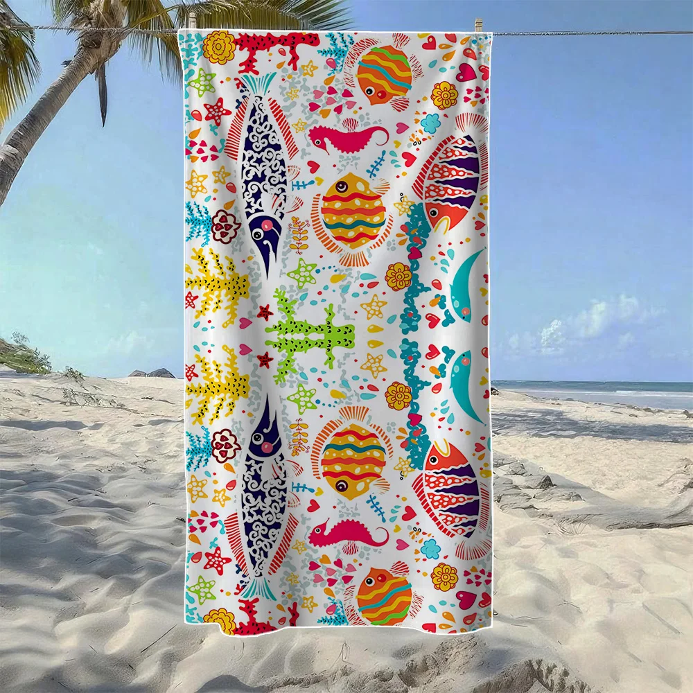 Surfboard & Beach Cocktail & Abstract Tropical Beach Towel,Soft Durable Quick-Drying, Ideal For Summer Beach, Swimming & Camping