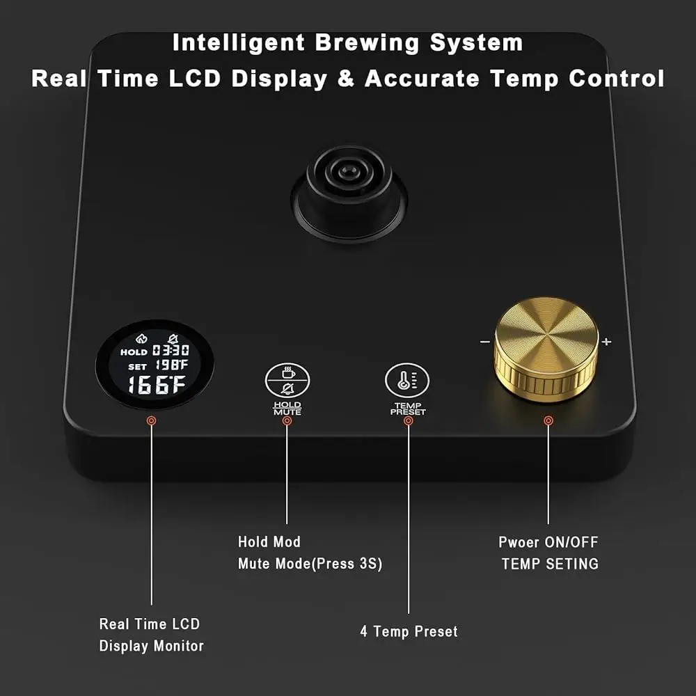 Hervidor eléctrico con cuello de cisne de 1200 W ±1 ℉   Control de temperatura Pantalla digital Despeje sobre café Té 12H Mantenga el pico sin goteo de ebullición rápida caliente