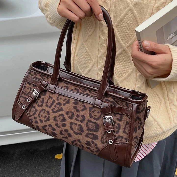 

Леопардовая большая сумка из искусственной кожи для женщин, сумки на плечо, 2021, дизайнерская роскошная брендовая сумка через плечо, сумки и кошельки