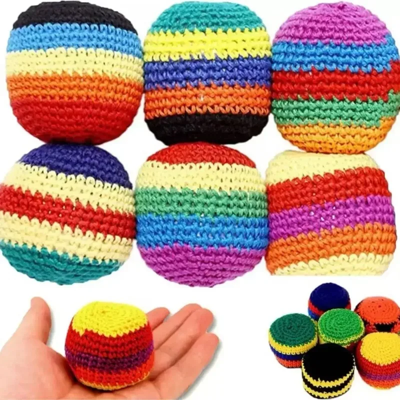 

Knitted Hackys Bag Set, 6/12PCS Hand-Made Knitted Footbag, Assorted Foot Bag Crochet Hackys Ball for Adults