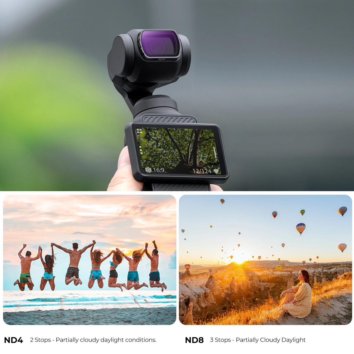 K & F مفهوم ND تصفية CPL تصفية 3 قطعة عدة ل DJI OSMO جيب 3 المغناطيسي الثابتة ND4 ND8 تصفية المستقطب تصفية عمل الكاميرا