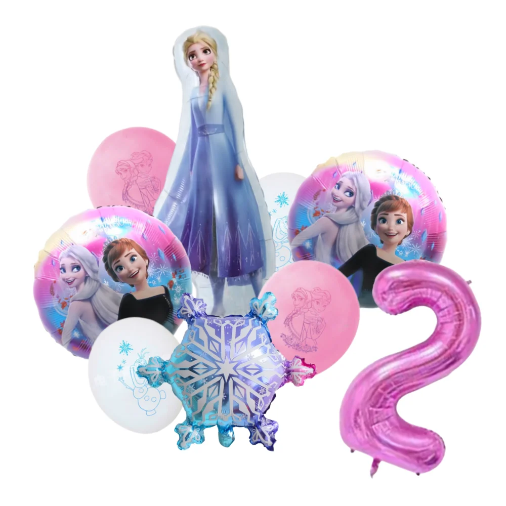 9 قطعة 18 بوصة المجمدة إلسا آنا الأميرة أولاف بالونات الوردي الأرجواني الأزرق بالونات فتاة حفلة عيد ميلاد الزفاف استحمام الطفل الديكور #2
