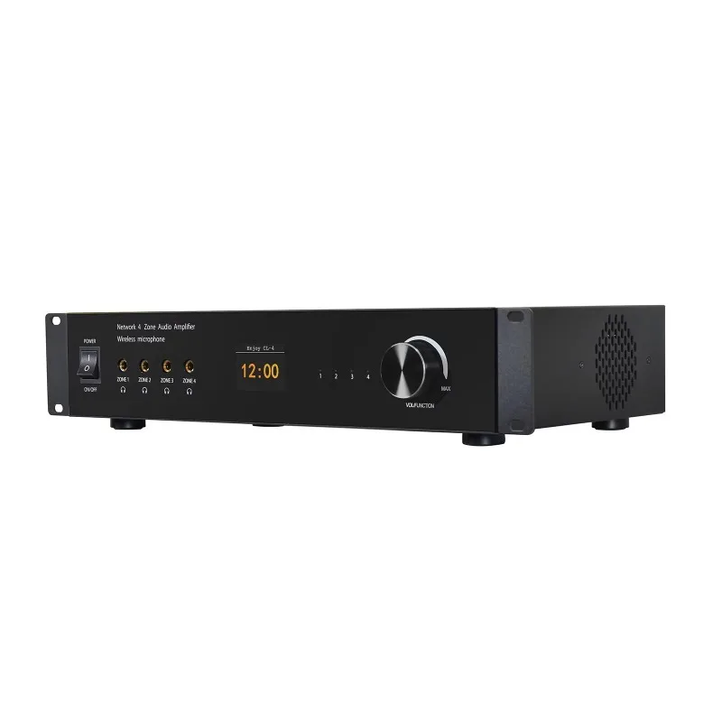 

4 Zone Network Audio Amplifier LINE BT5.0 H-DMI Coaxial Optical USB Subwoofer 50Wx16 Channel Support Wireless Mic Broadcast