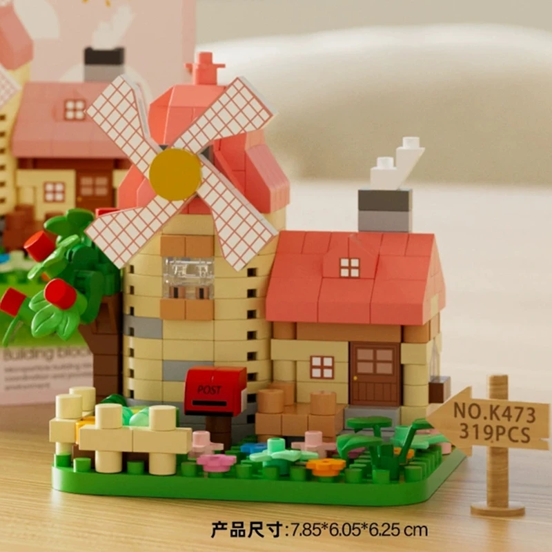 NOWY ZESTAW KLOCKÓW DIY Cztery Pory Roku Wiatrak Dom Willa Świąteczna Ulica Model Budynku Klocki dla Dziewczynek Zabawka dla Dzieci