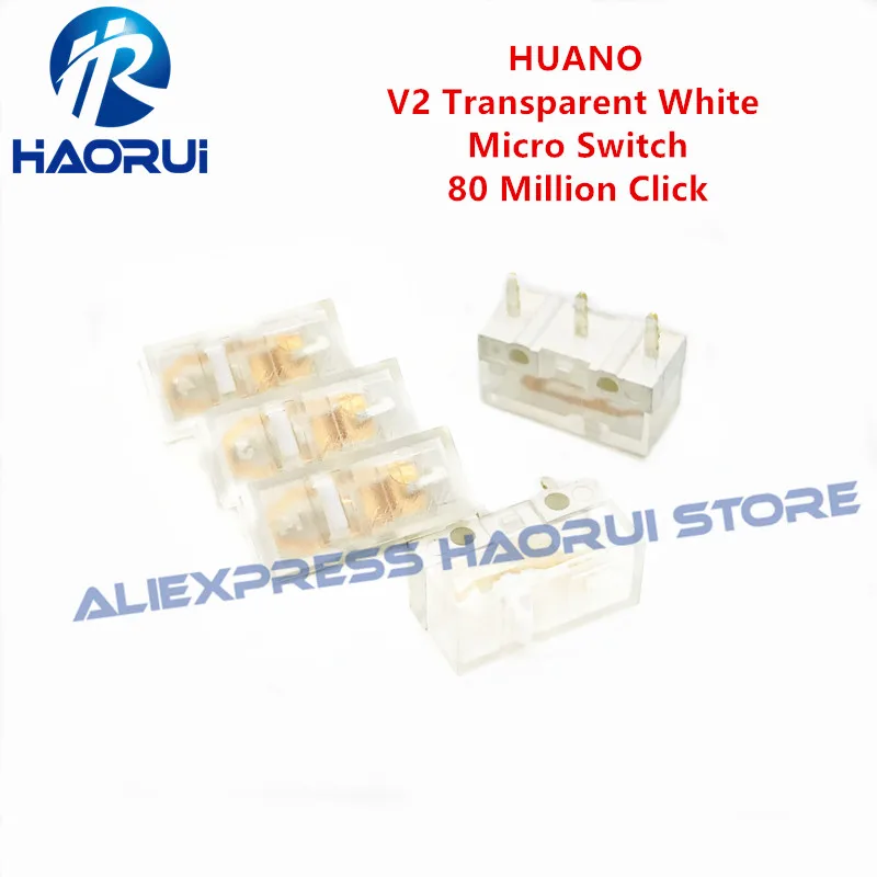 5Pcs New Product HUANO Transparent Micro Switch 80Million Click Lifetime Game microswitch mouse Left and right key repair button