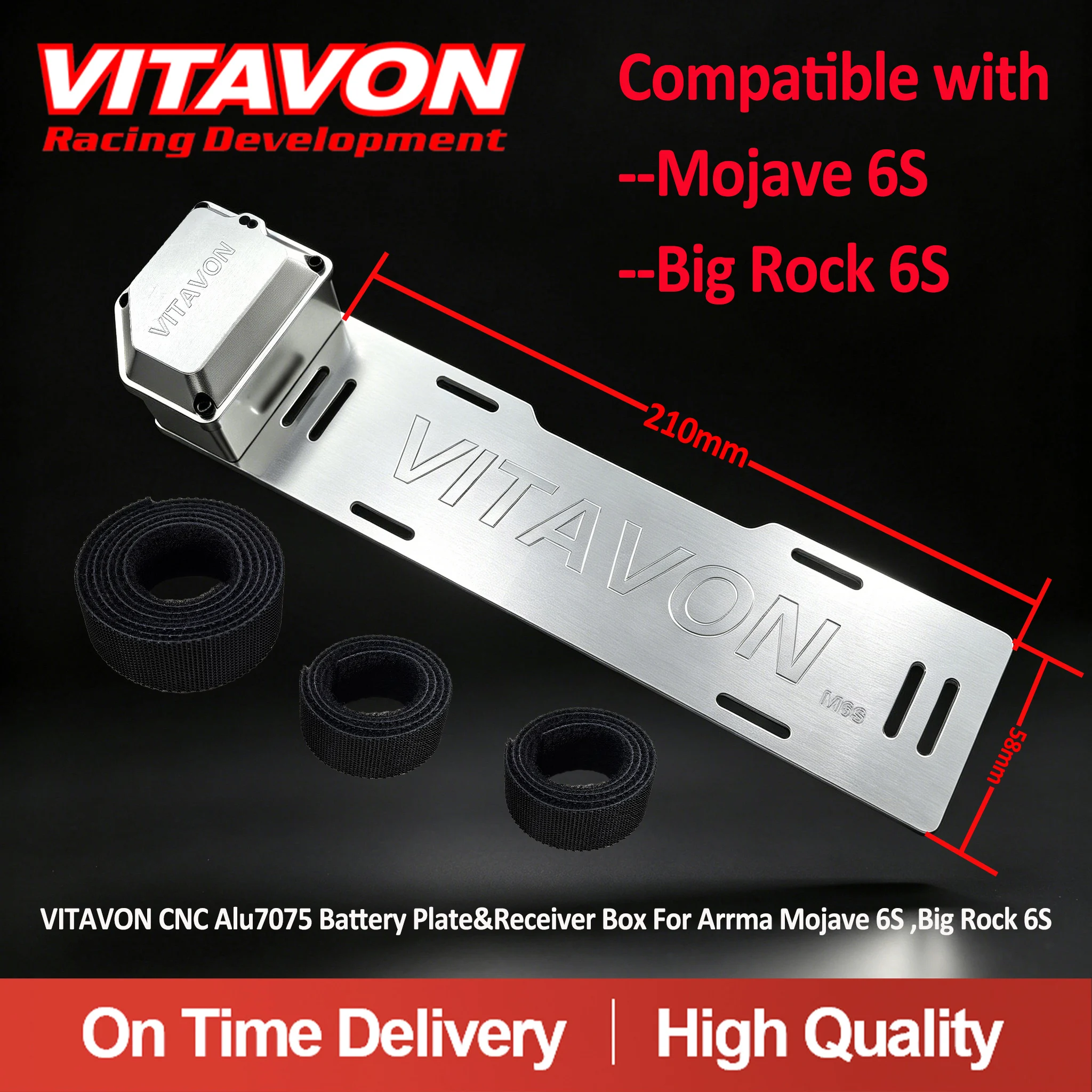 Vitavon CNC Aluminum 7075 Battery Tray & Receiver Box for Arrma Mojave 6S Big Rock 6S