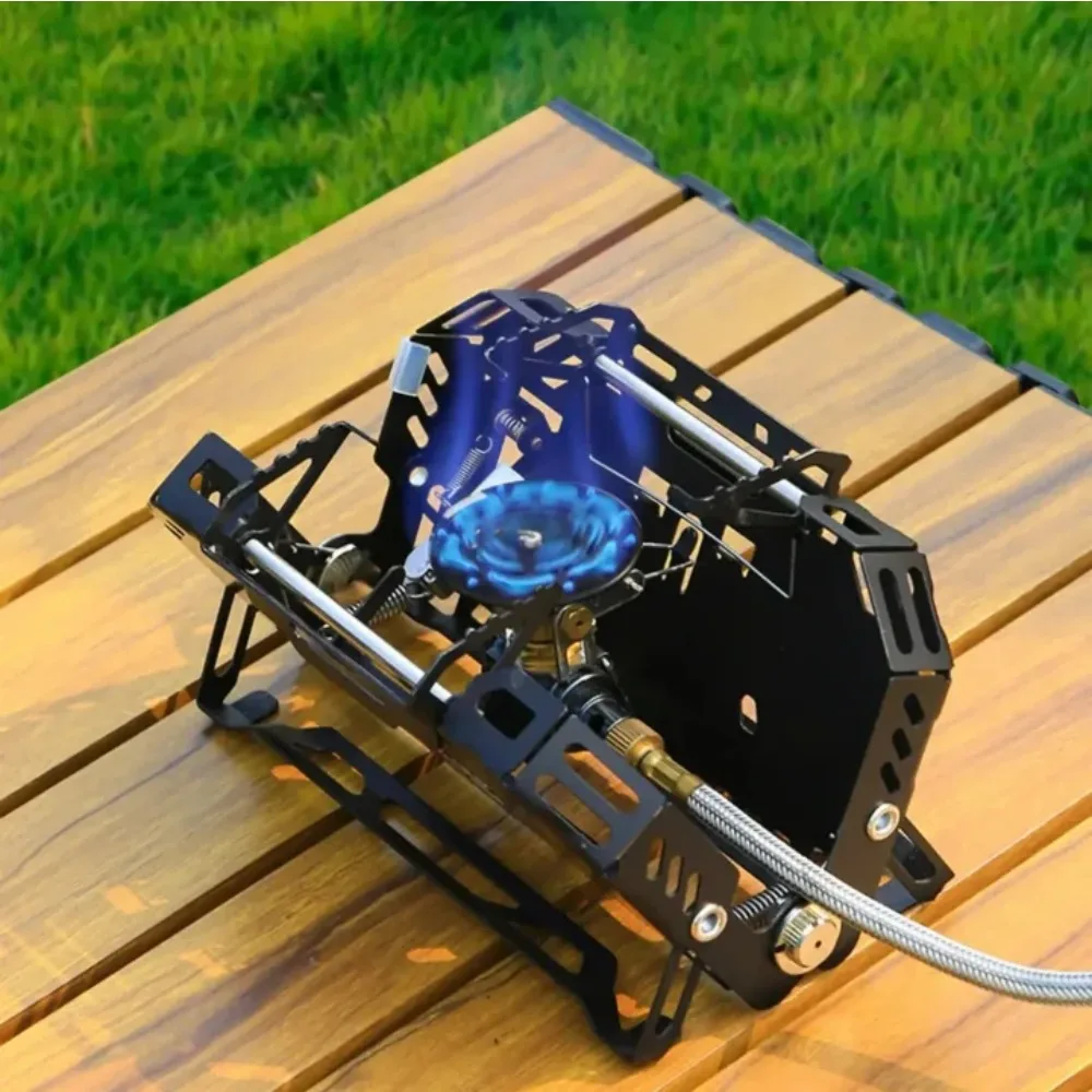 

Уличная мини-складная газовая плита, легкая, 2400 Вт, высокая огневая мощность, устойчивая к высоким температурам, походная плита для барбекю, разделенная плита