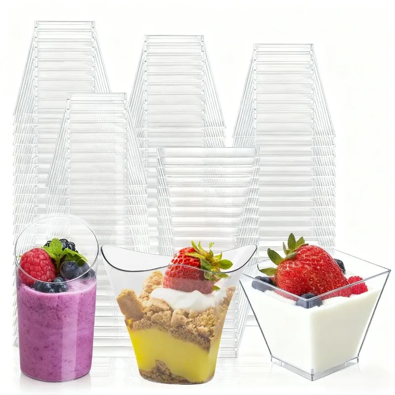 

Disposable Transparent Plastic Cup Mousse Pudding Cup Suitable Birthday Parties Halloween Yogurt Beverage Juice Containers