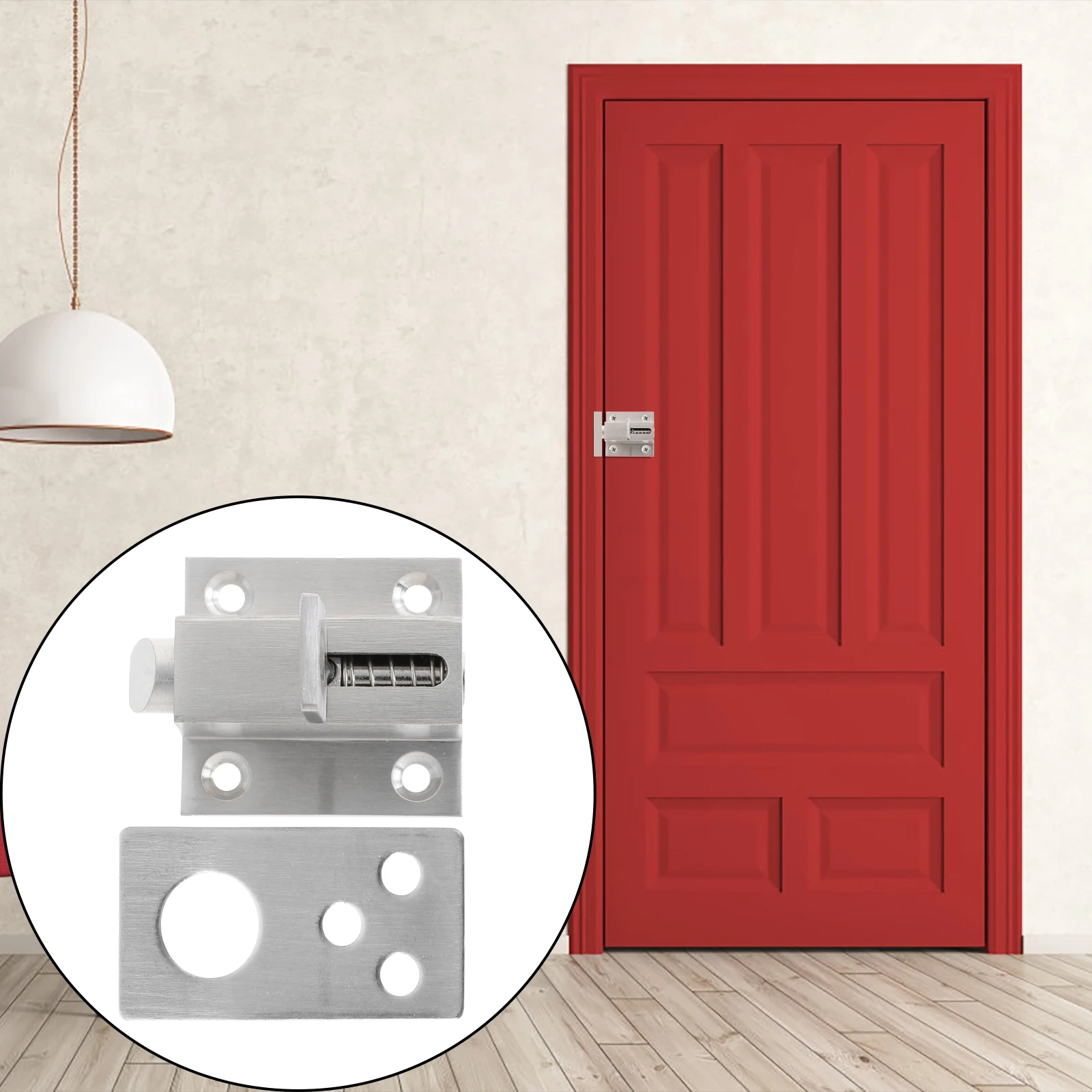 

1pc Stainless Steel Door Spring Bolt Hardware Lock for Security and Safety Applications
