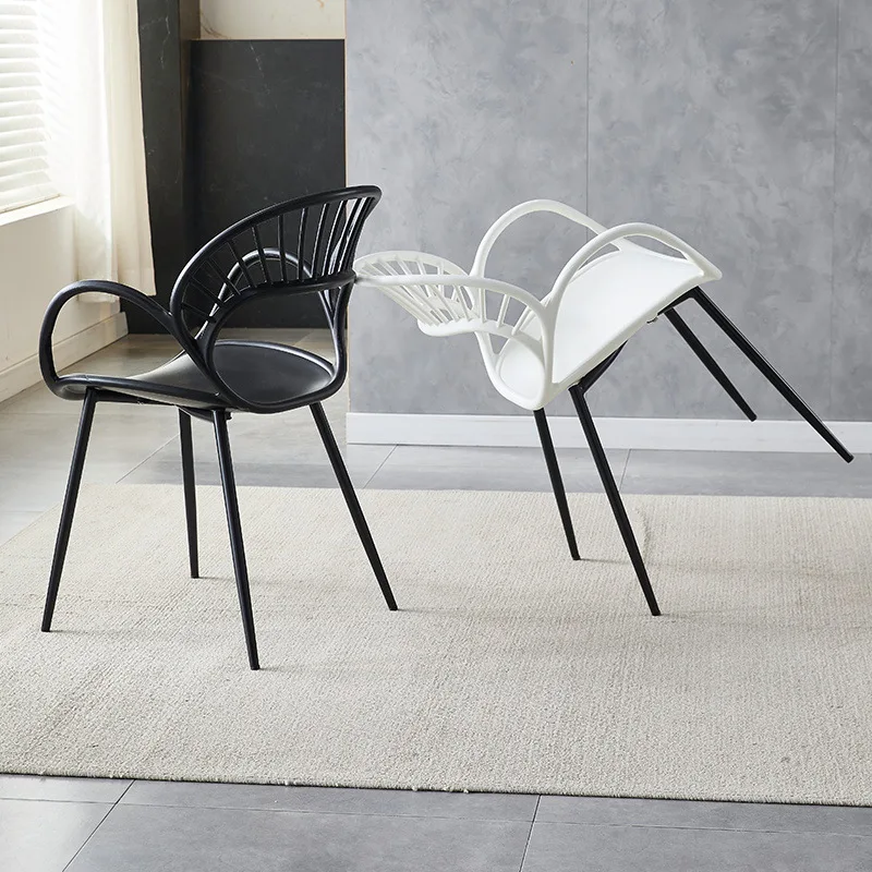 Nordic simple dining chair metal frame leisure chair balcony outdoor chair