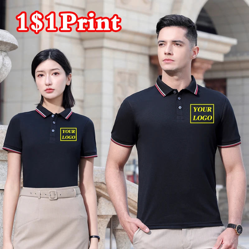 Customized LOGO Polo Shirt Men Summer Men's And Women Shorts Sleeve  Polo Business Clothes Luxury Men Tee Shirt Print LOGO