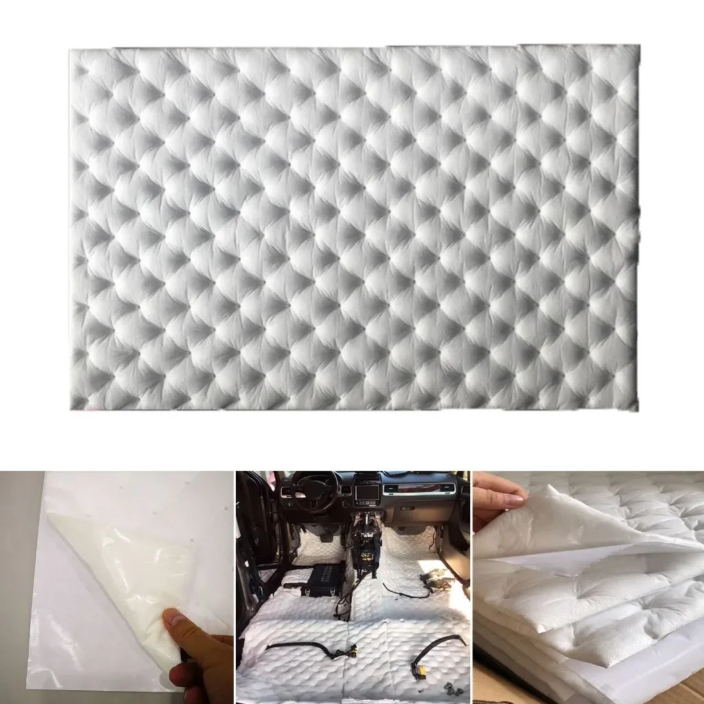 White Quilted Car Soundproof Cotton Self Adhesive Acoustic Insulation Mat Noise Deadening Heat Insulation for Door Floor Trunk