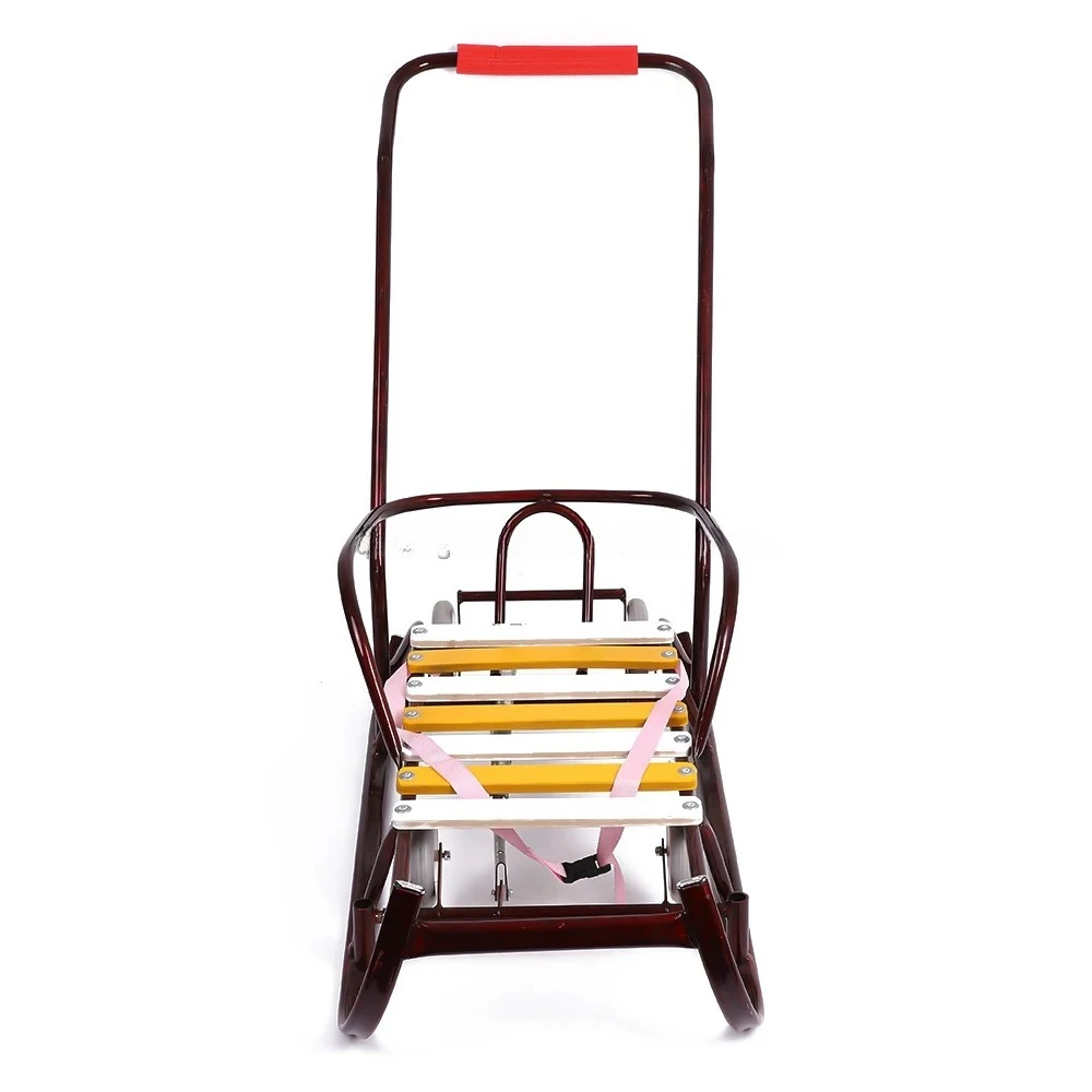 Trineo de cochecito de nieve para bebé de madera y metal al aire libre de invierno para actividades de invierno