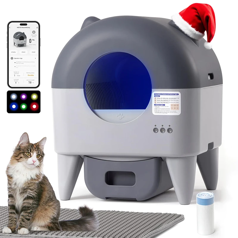 Self-Cleaning Cat Litter Box for Multiple Cats Extra Large Automatic Odor Control with App Monitoring Safety Sensors & Low-Noise