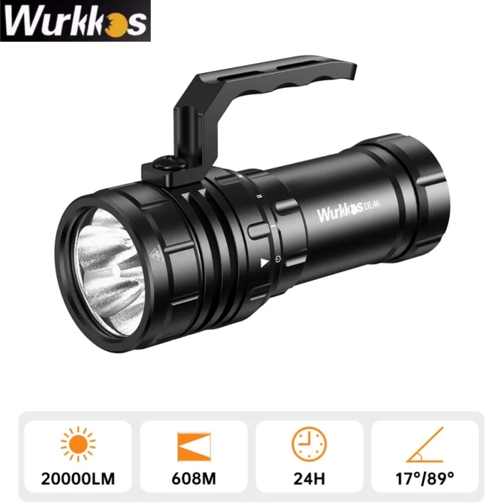 Wurkkos DL46 Dive USB-C Torcia subacquea ricaricabile da 20000 lumen Torcia e Power Bank con batteria da 30000 mAh