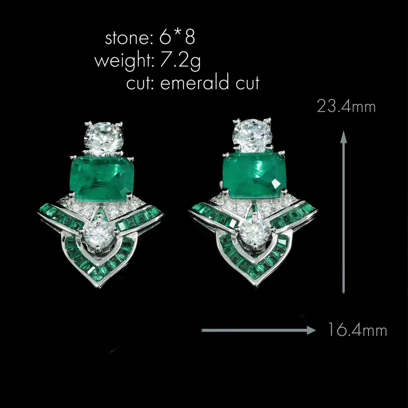 

Emerald semi-precious stone sterling silver earrings for women