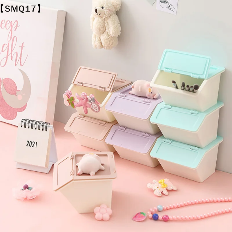 Desktop Storage Box Can Be Cleaned In 3 Colors Stackable Folding Desktop Storage Simple And Easy Sundry Storage Drawer【SMQ】