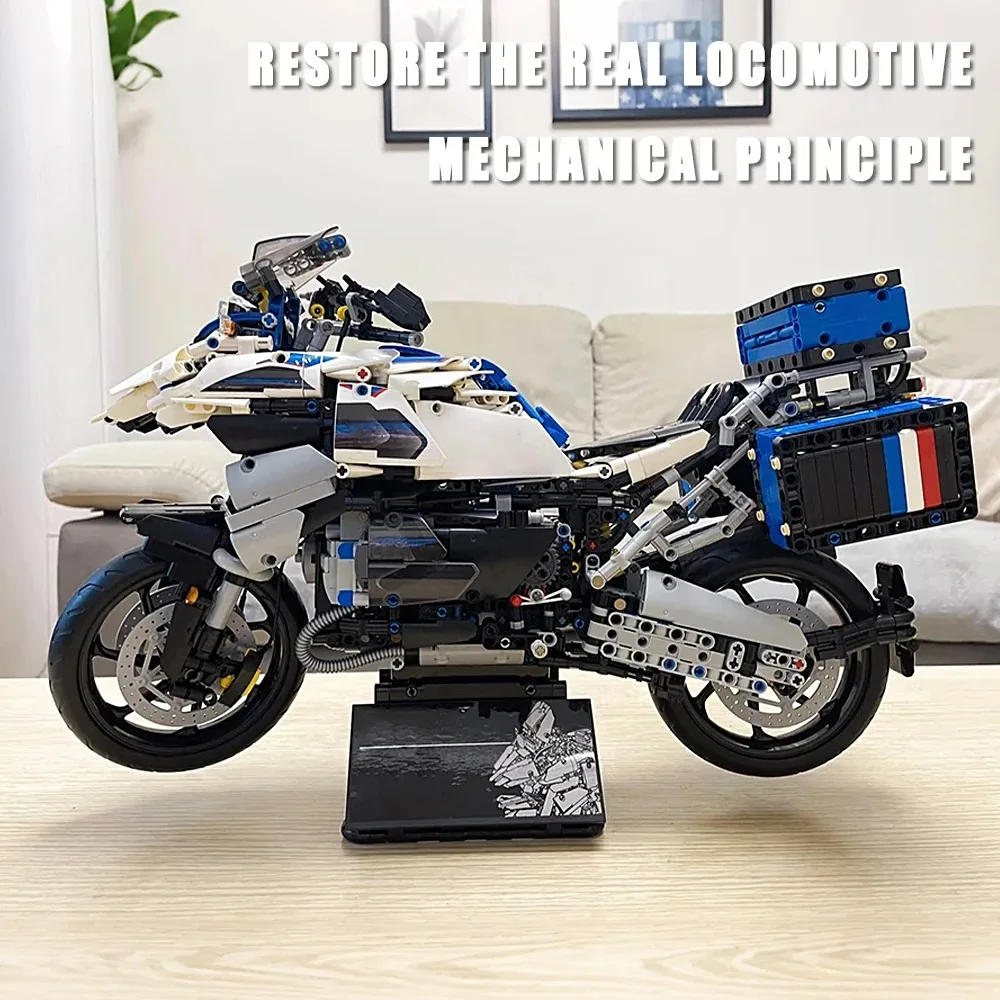 1:5 Scale Motorcycle R1250 Model Motorbike Building Blocks Bricks Kit Detailed Large Technical Assembly Vehicle Model Desktop Display Decor Collectible Hobby Gift For Model Enthusiasts