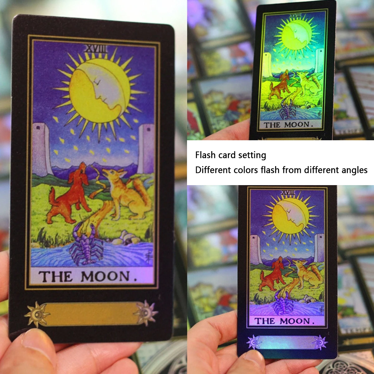 78 Holographic Tarot Cards with Guide Book Waterproof Future Telling Game for Beginners Edition Magician Tarot Deck Board Game