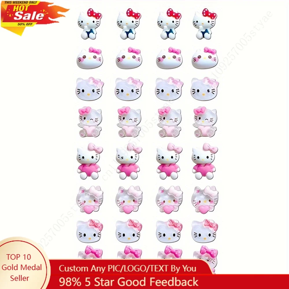 

20 шт. блестящих украшений для ногтей Hello Kitty в виде мороженого и облаков, декорации с котиками Sanrio, идеально подходят для милых мультяшных маникюров