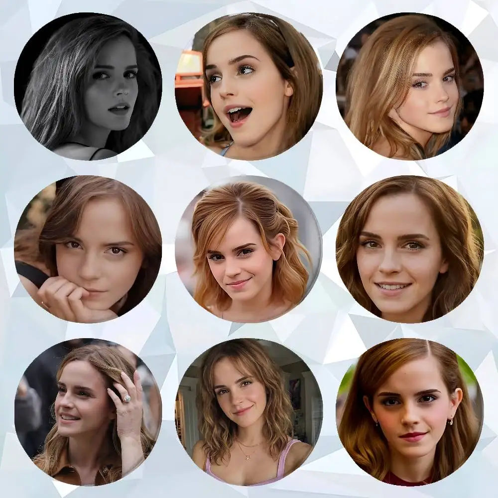 Actor E-Emma Watson Premium Tinplate Round Lapel Pins: Cute Badge Brooches For Shoulder Bag Accessories, Souvenir Gifts
